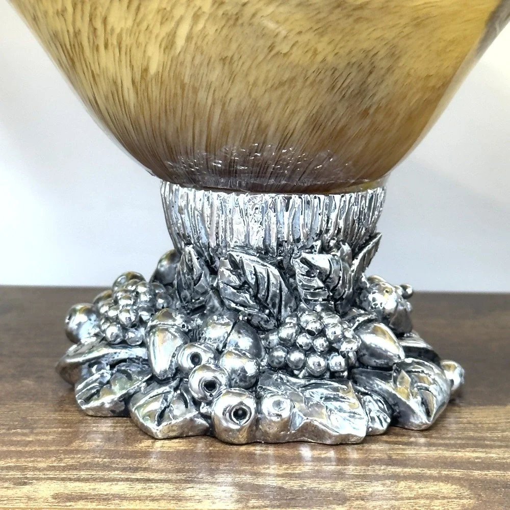 Murano Italy White Cristal Glass Bowl Tortoise Shell Table Centerpiece